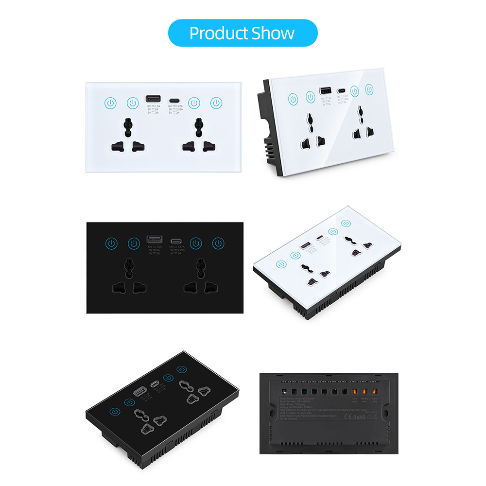 Dual WiFi Smart Wall Plug Socket with USB (RSH-SP214)